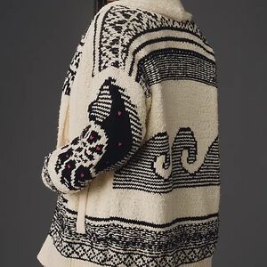 Pilcro Oversized Black and Cream Wave Graphic Cardigan
